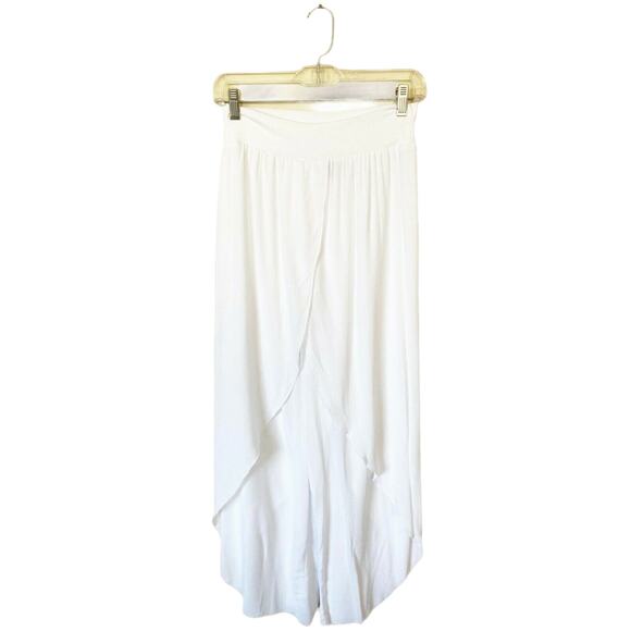 BOHO Pants T.Zovich Relaxed Wrap Slit Boho Beach Vacation High Rise White Small - Picture 5 of 8
